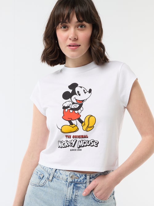 Tee-shirt 'Mickey' cropped 'Disney' - Kiabi