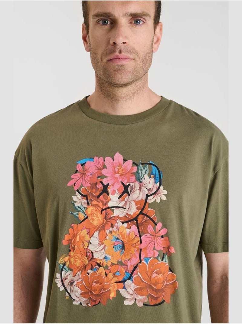 Tee-Shirt MOSER 'Le Temps Des Cerises' Kaki - Kiabi