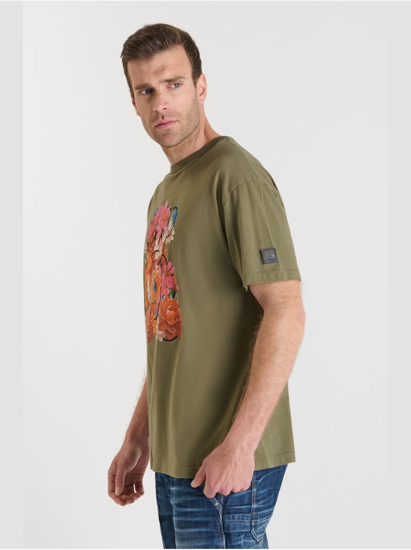 Tee-Shirt MOSER 'Le Temps Des Cerises' Kaki - Kiabi