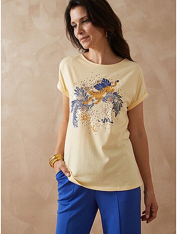 Tee-shirt motif tigre manches T - DAXON