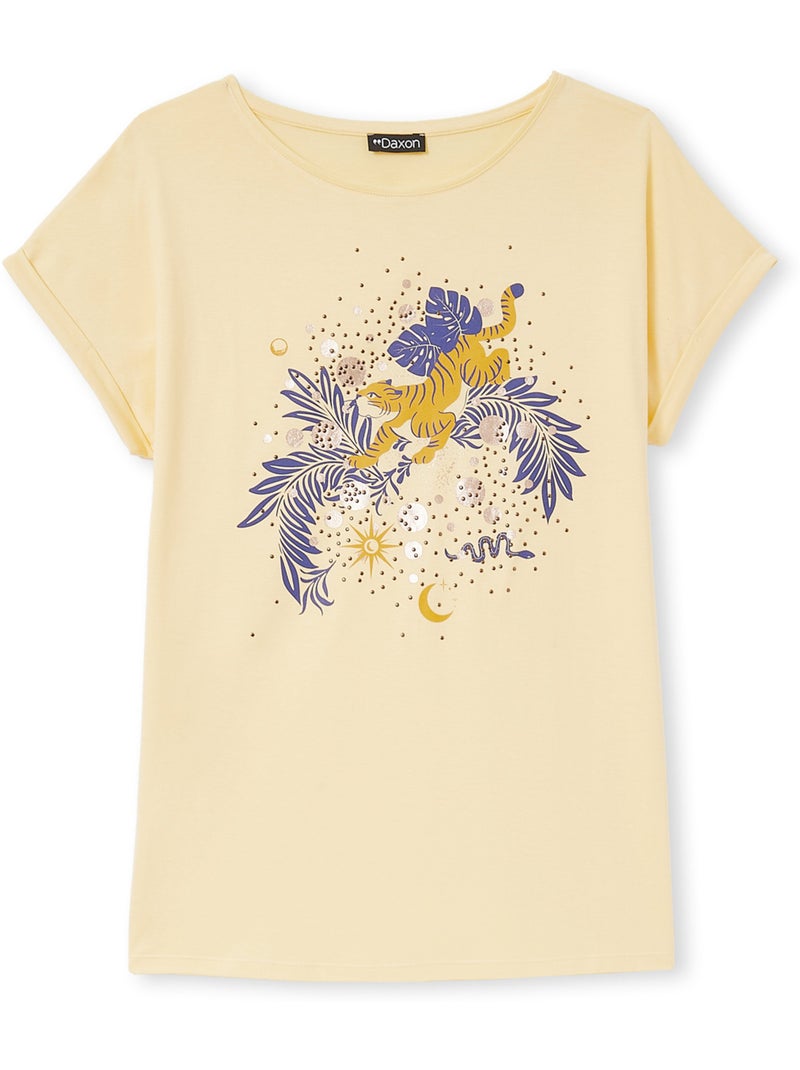 Tee-shirt motif tigre manches T - DAXON Ecru - Kiabi