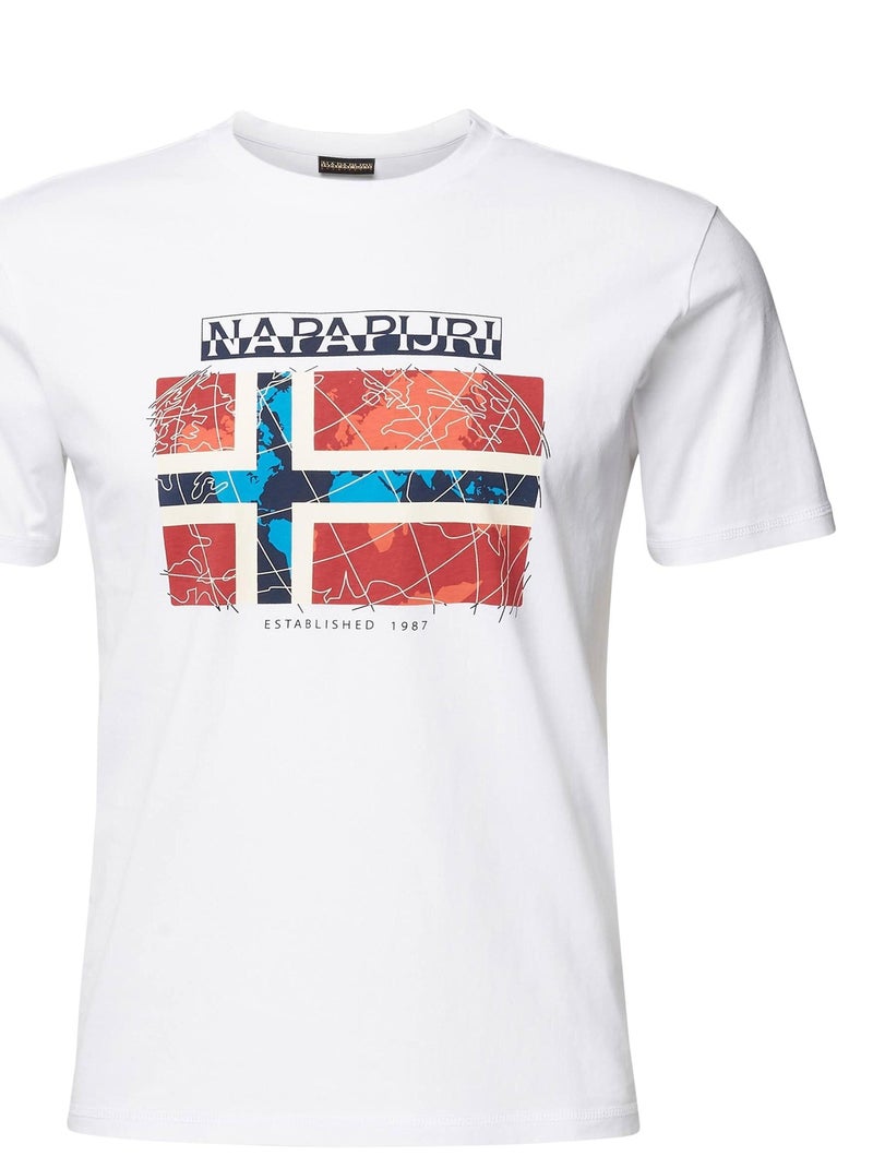 Tee Shirt Napapijri S Guiro Blanc - Kiabi