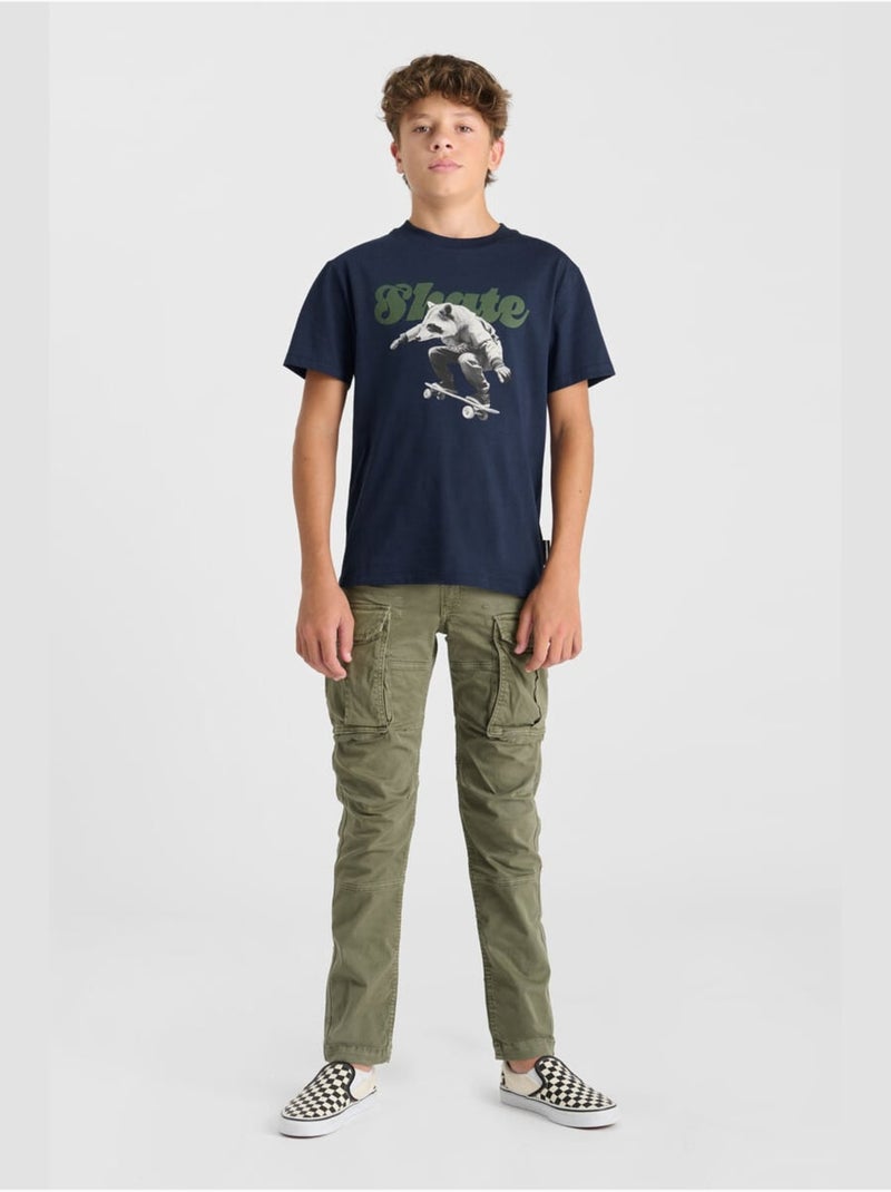 Tee-shirt necbo 'le temps des cerises' Bleu - Kiabi