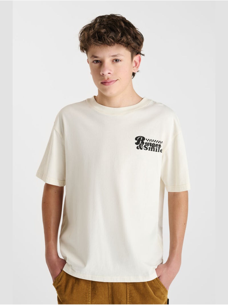 Tee-Shirt NELABO 'Le Temps Des Cerises' Blanc - Kiabi