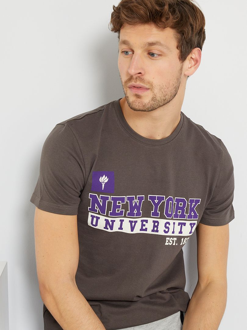 Tee-shirt 'New York' 'University' gris - Kiabi
