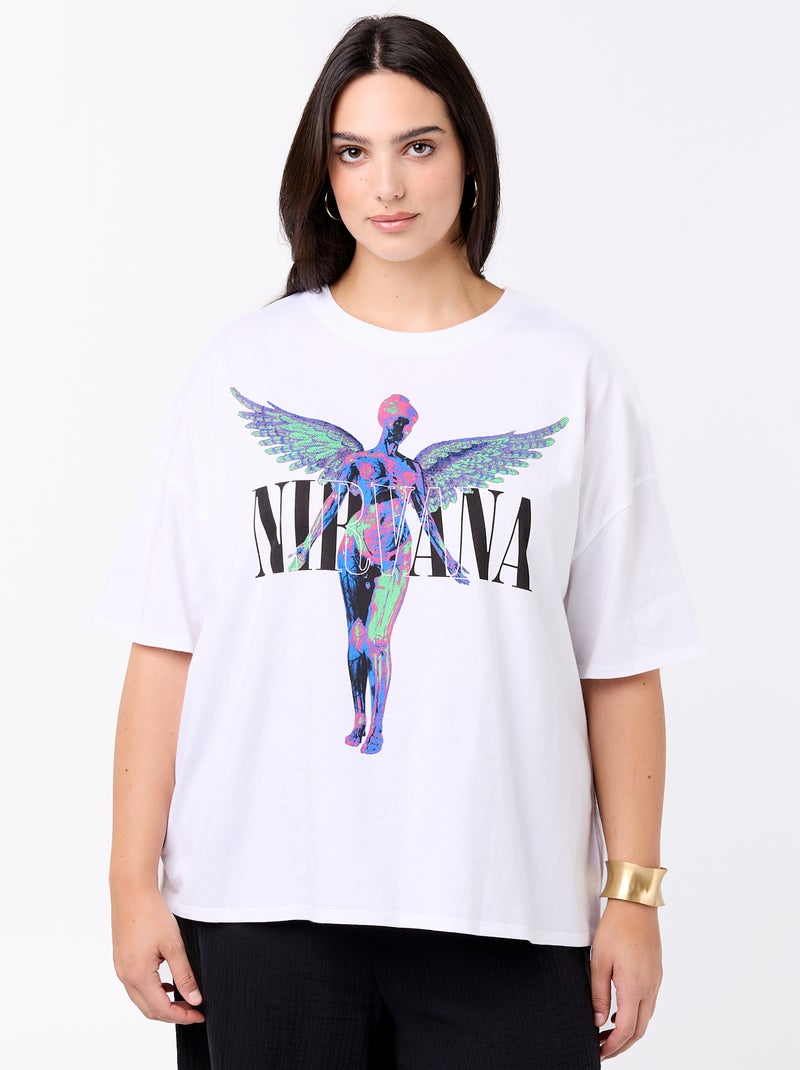 Tee-shirt 'Nirvana' à manches courtes Blanc - Kiabi
