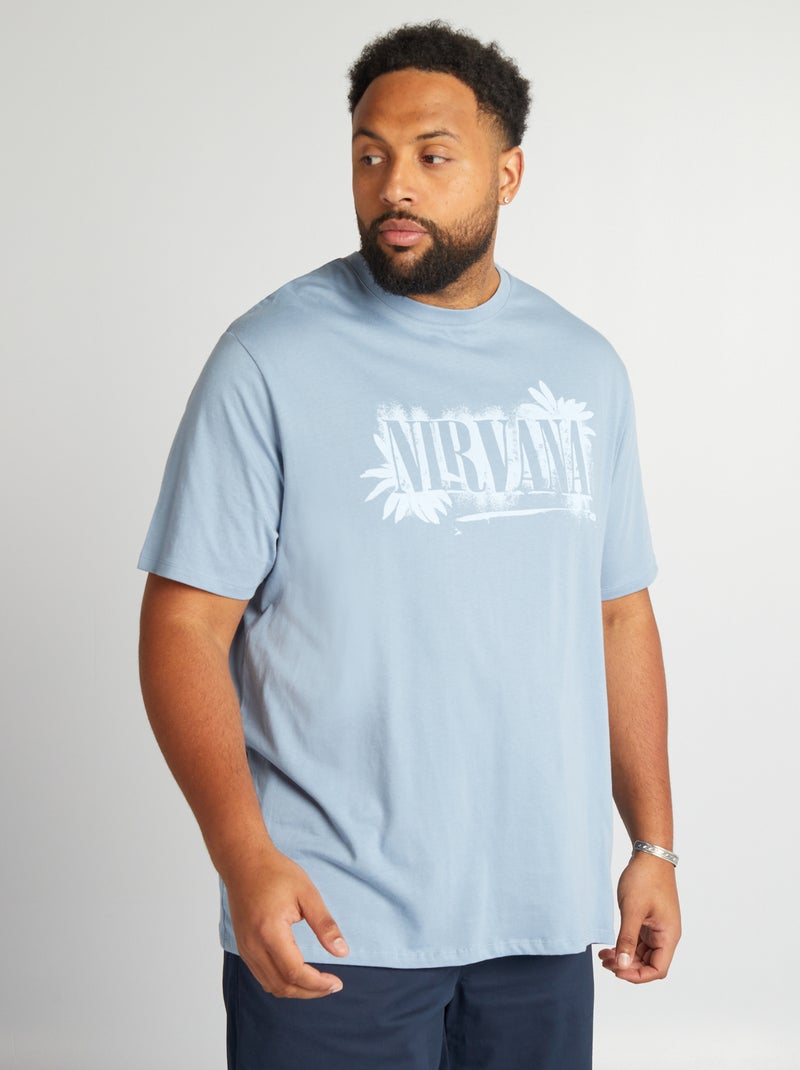 Tee-shirt 'Nirvana' à manches courtes Bleu - Kiabi