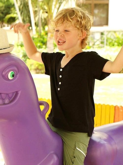 Tee-shirt noir   Col V  Manches courtes  BEBEL - La Faute à Voltaire - Kiabi