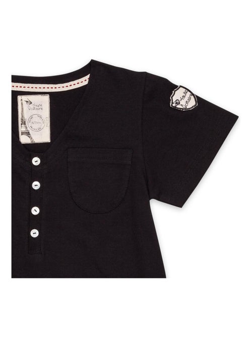 Tee-shirt noir   Col V  Manches courtes  BEBEL - La Faute à Voltaire - Kiabi