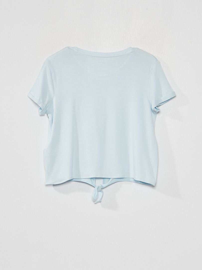 Tee-shirt noué avec imprimé sequins Bleu ciel - Kiabi