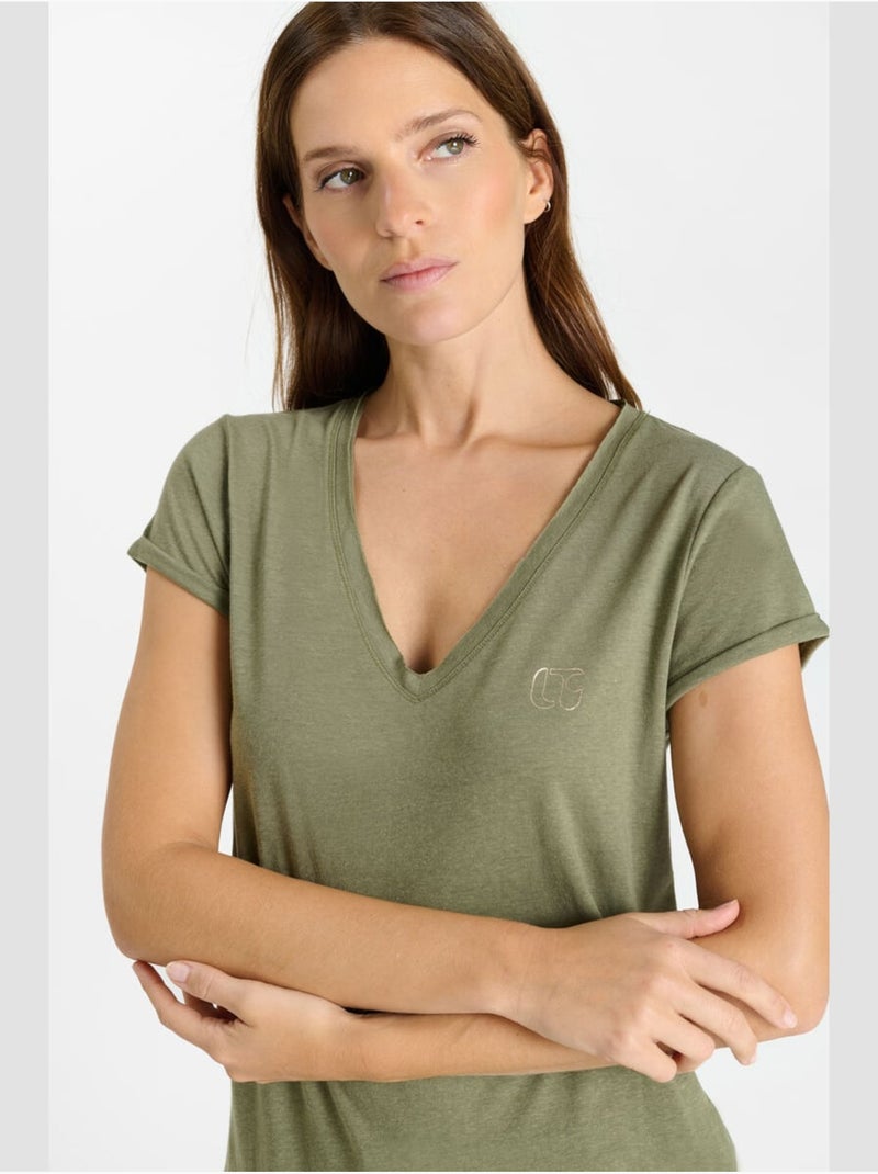 Tee-Shirt ONA 'Le Temps Des Cerises' Kaki - Kiabi