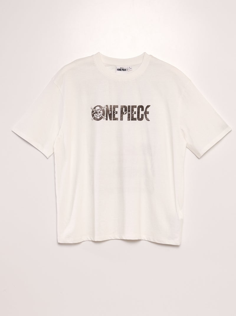 Tee-shirt 'One Piece' à col rond Blanc - Kiabi