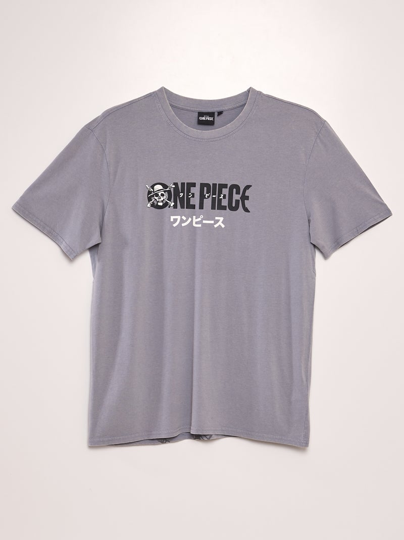 Tee-shirt 'One Piece' à col rond Bleu gris - Kiabi