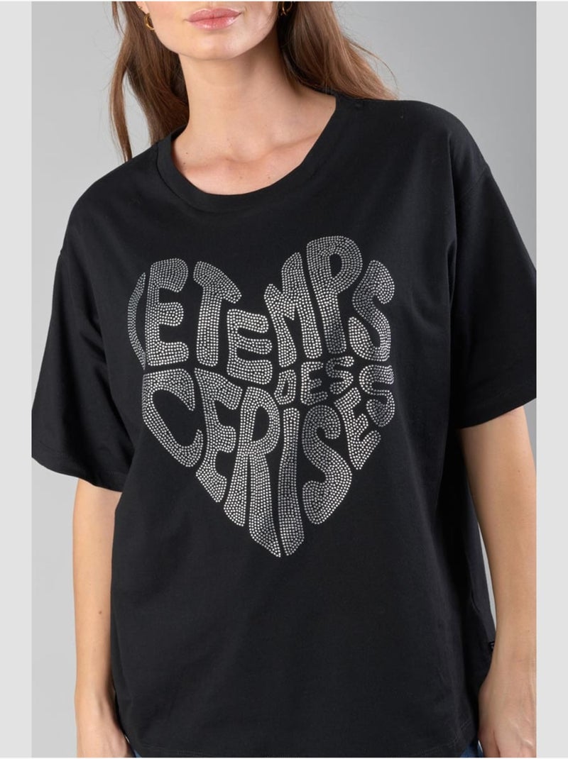 Tee-Shirt ORAYA 'Le Temps Des Cerises' Noir - Kiabi