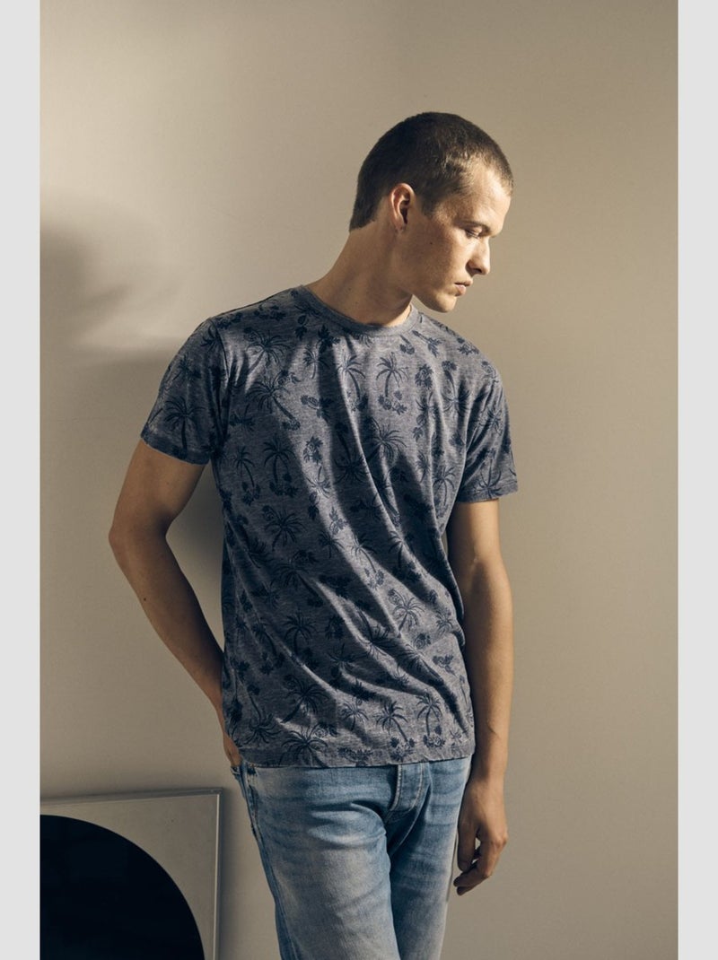 Tee-Shirt OSMEL 'Le Temps Des Cerises' Bleu - Kiabi