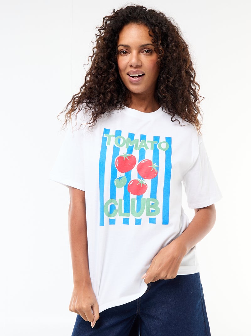 Tee-shirt oversize à message Blanc - Kiabi