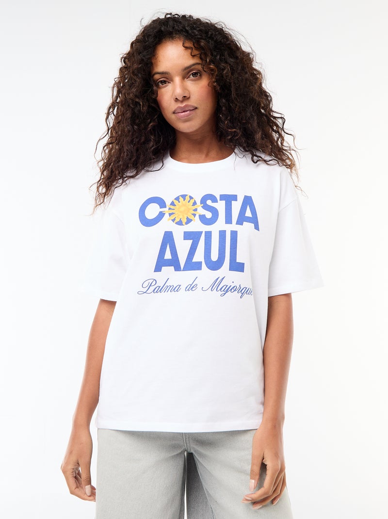 Tee-shirt oversize à message Blanc - Kiabi