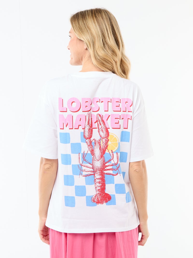 Tee-shirt oversize à message Blanc - Kiabi