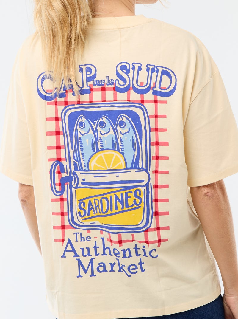 Tee-shirt oversize à message Jaune - Kiabi