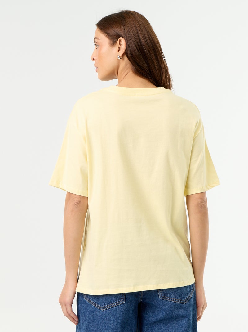Tee-shirt oversize à message Jaune - Kiabi