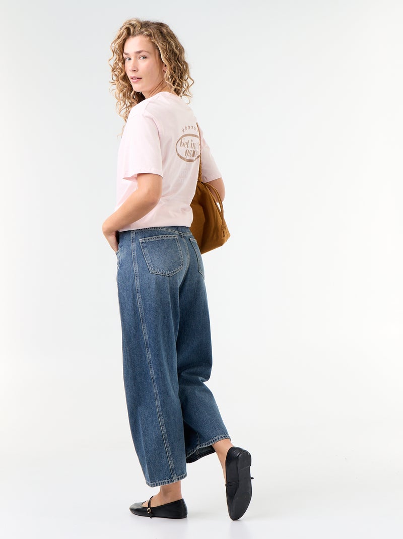 Tee-shirt oversize à message Rose - Kiabi