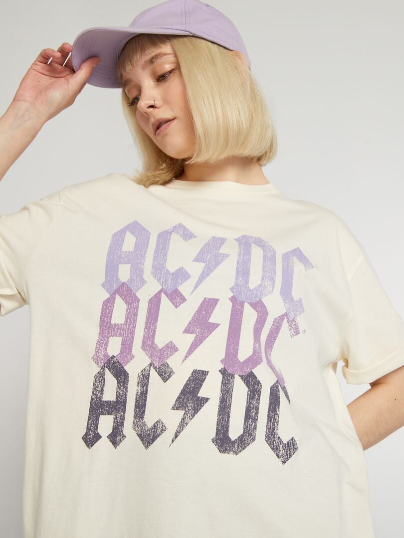 Tee-shirt oversize 'AC/DC' Beige - Kiabi