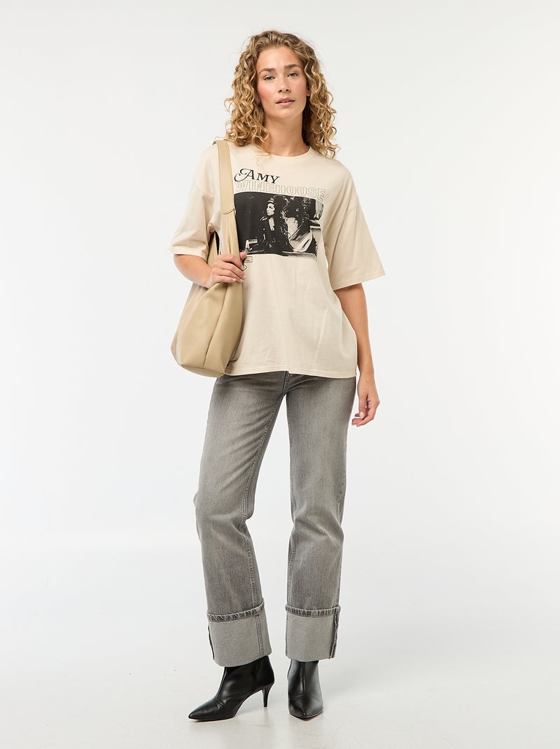 Tee-shirt oversize 'Amy Winehouse' Gris - Kiabi