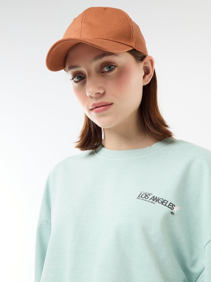 Tee-shirt oversize avec inscription Bleu - Kiabi
