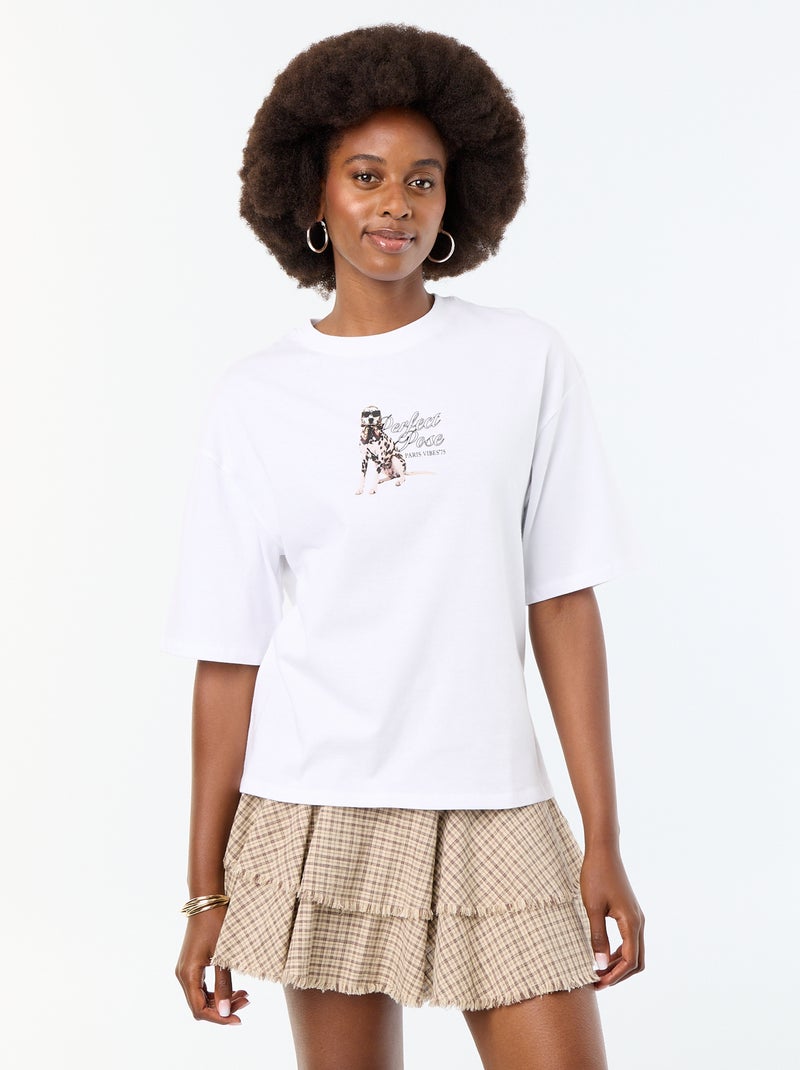 Tee-shirt oversize avec print dalmatien Blanc - Kiabi