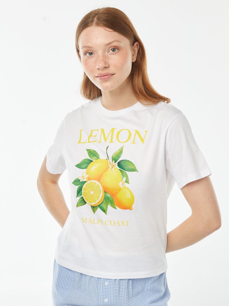 Tee-shirt oversize avec print devant Blanc - Kiabi