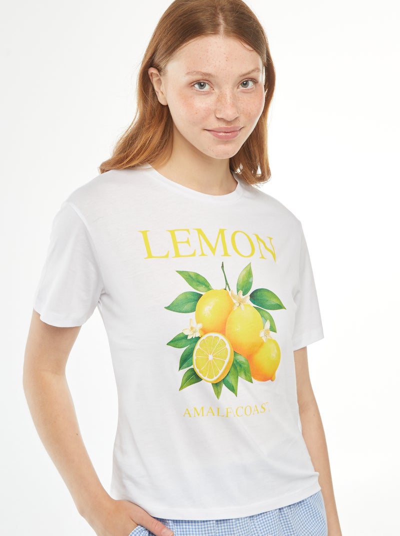 Tee-shirt oversize avec print devant Blanc - Kiabi