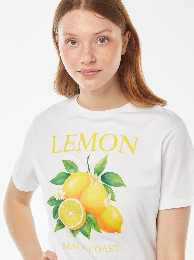 Tee-shirt oversize avec print devant Blanc - Kiabi