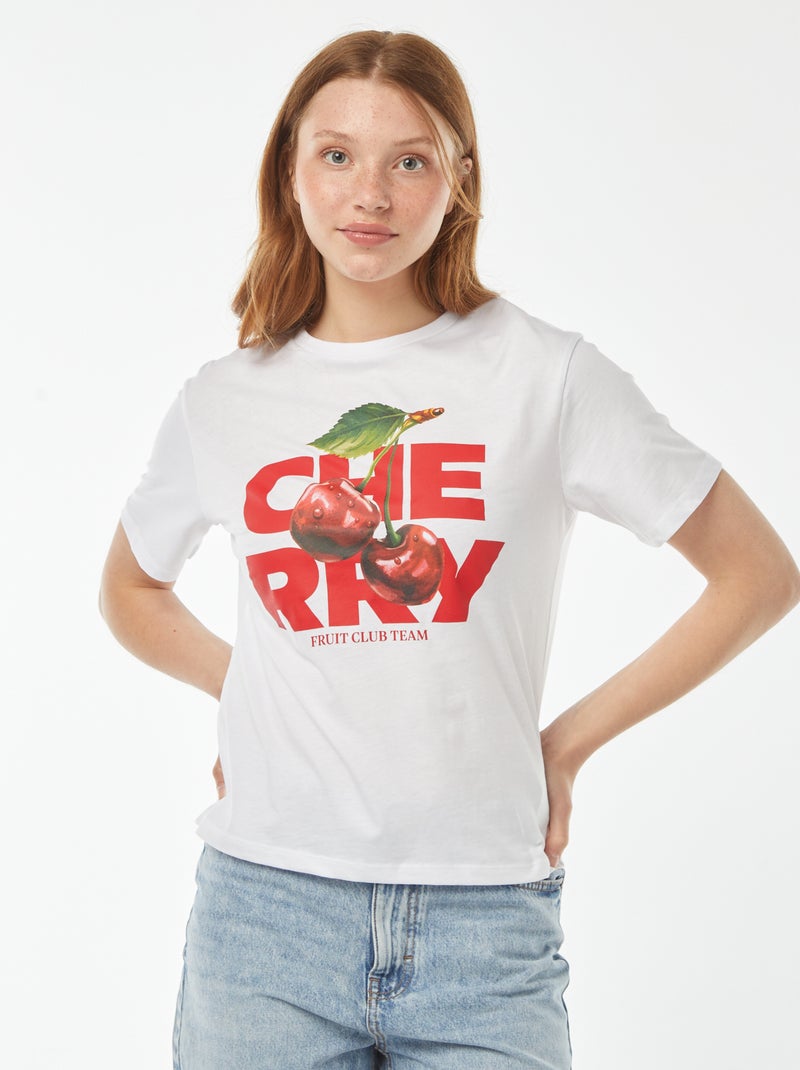 Tee-shirt oversize avec print devant Blanc - Kiabi
