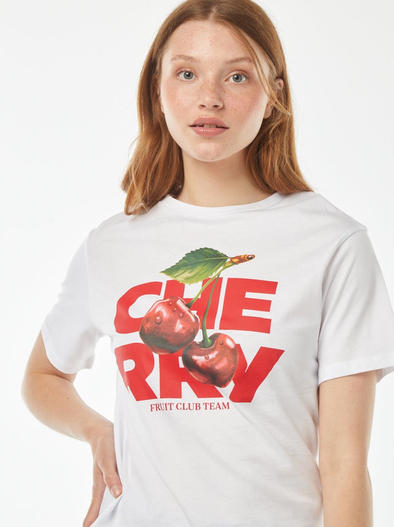 Tee-shirt oversize avec print devant Blanc - Kiabi