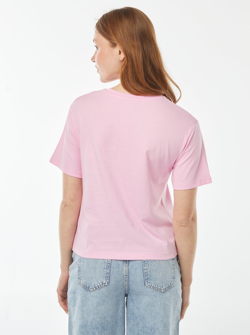 Tee-shirt oversize avec print devant Rose - Kiabi