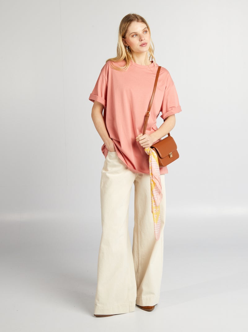 Tee-shirt oversize basique Rose poudré - Kiabi