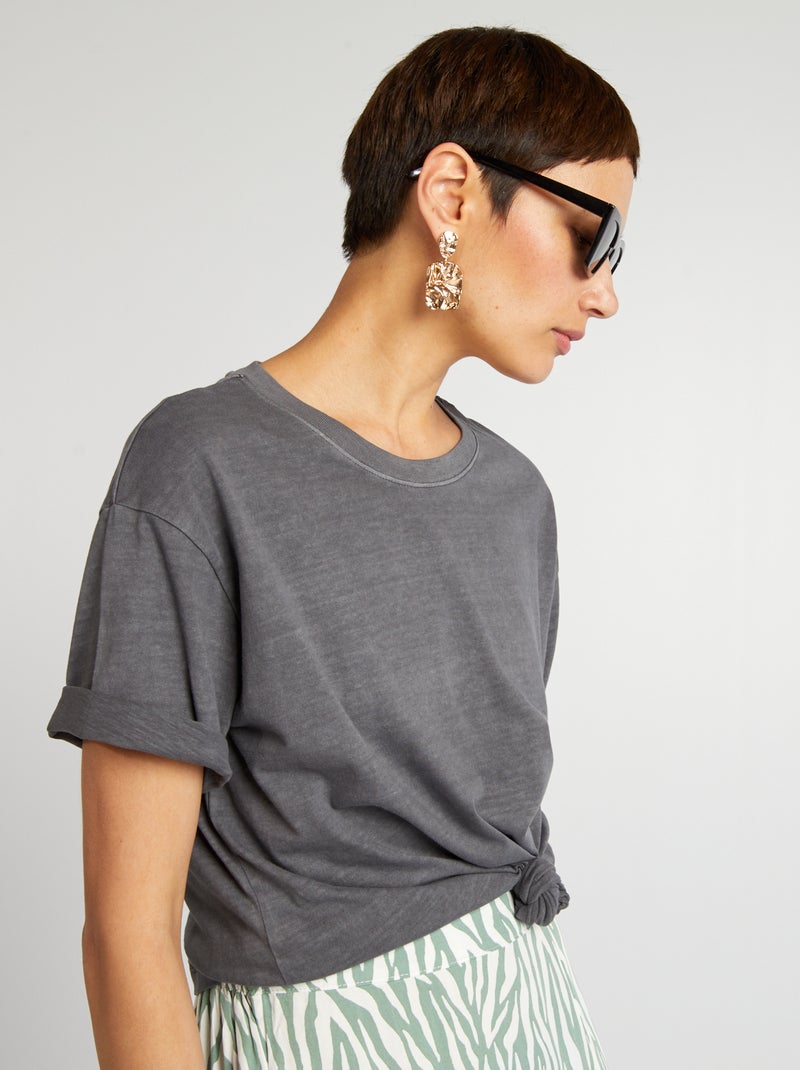 Tee-shirt oversize délavé Noir - Kiabi
