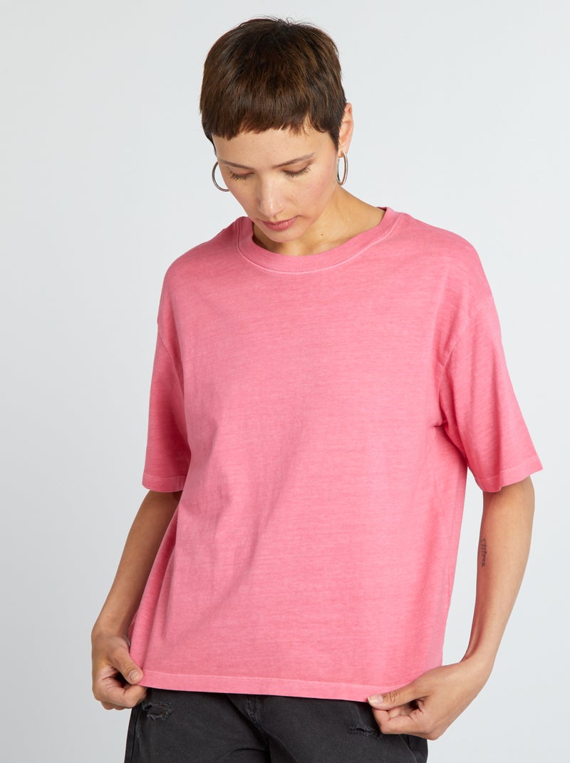 Tee-shirt oversize délavé rose - Kiabi