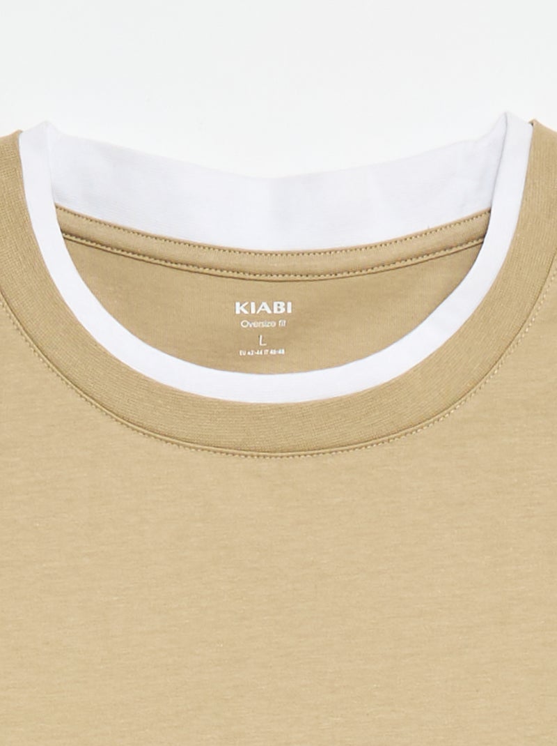 Tee-shirt oversize effet 2-en-1 +1m90 Beige - Kiabi