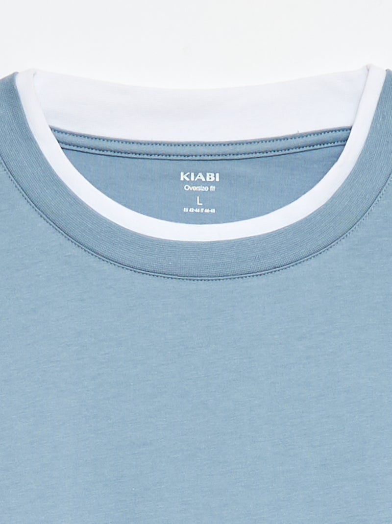 Tee-shirt oversize effet 2-en-1 +1m90 Bleu - Kiabi
