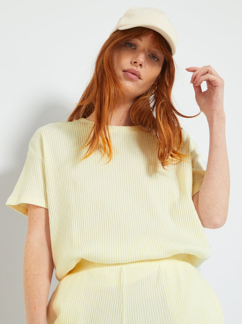 Tee-shirt oversize en maille côtelée Blanc - Kiabi