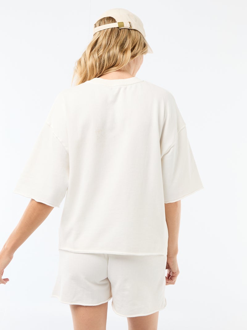 Tee-shirt oversize imprimé  à manches courtes Blanc - Kiabi
