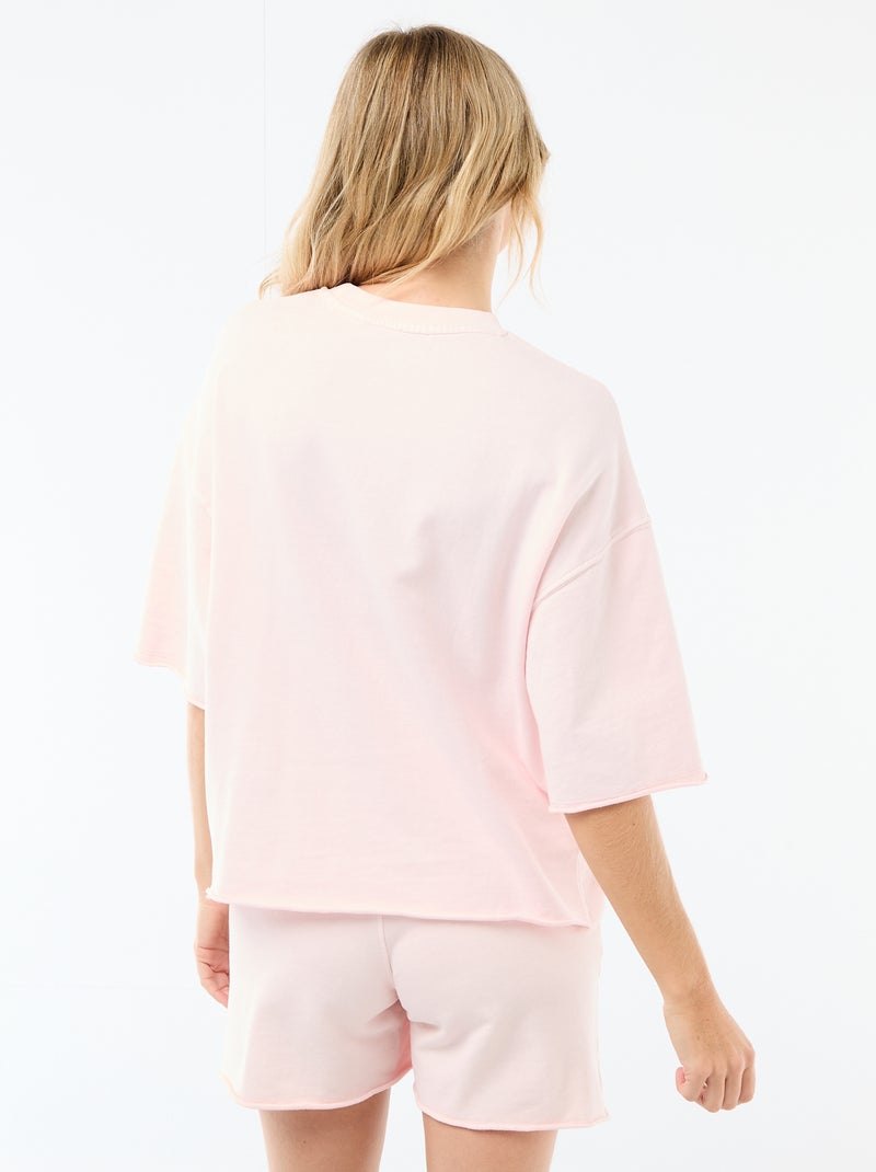 Tee-shirt oversize imprimé  à manches courtes Rose - Kiabi