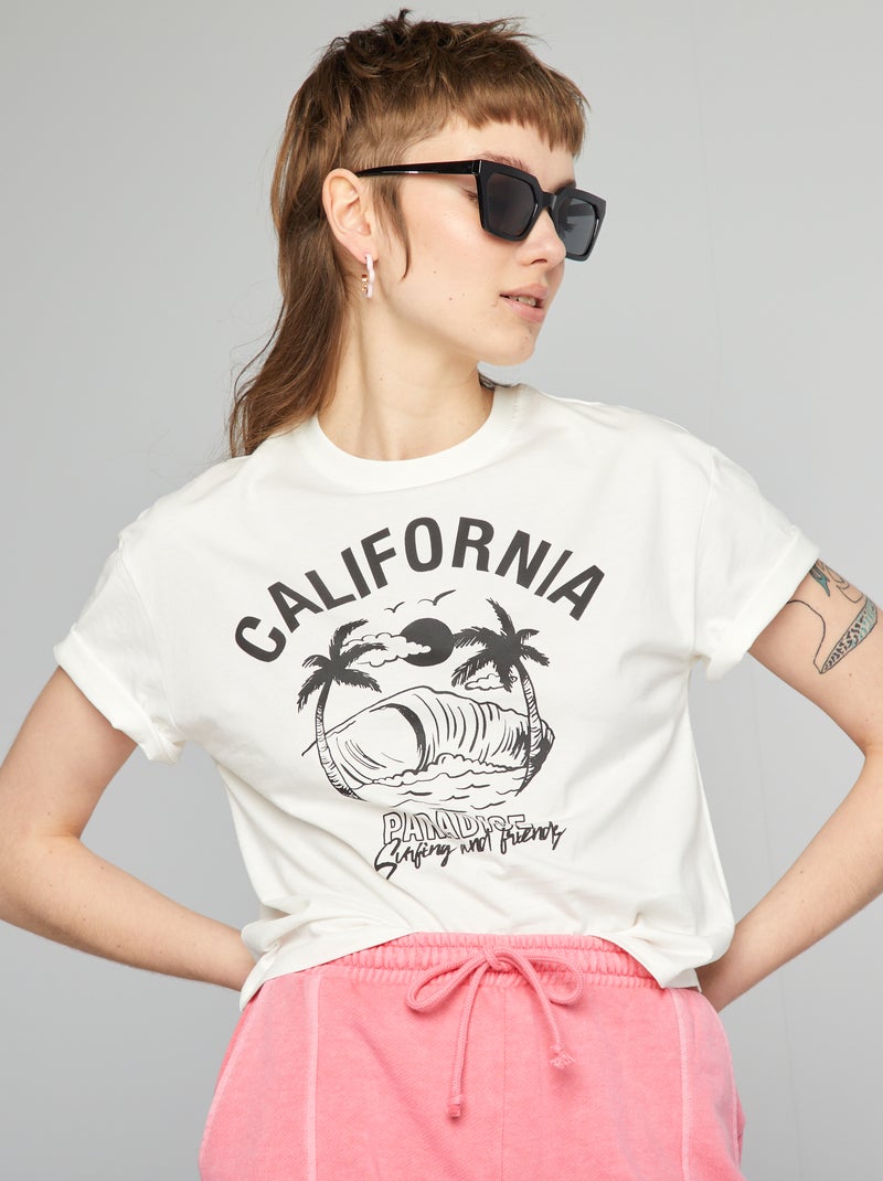 Tee-shirt oversize imprimé Blanc - Kiabi