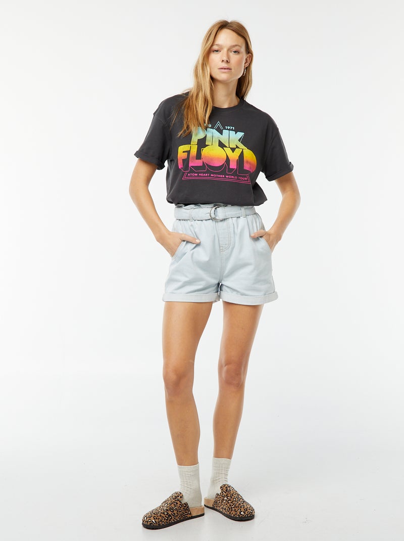 Tee-shirt oversize imprimé 'Pink Floyd' Noir - Kiabi