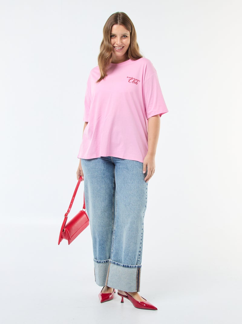 Tee-shirt oversize imprimé Rose - Kiabi