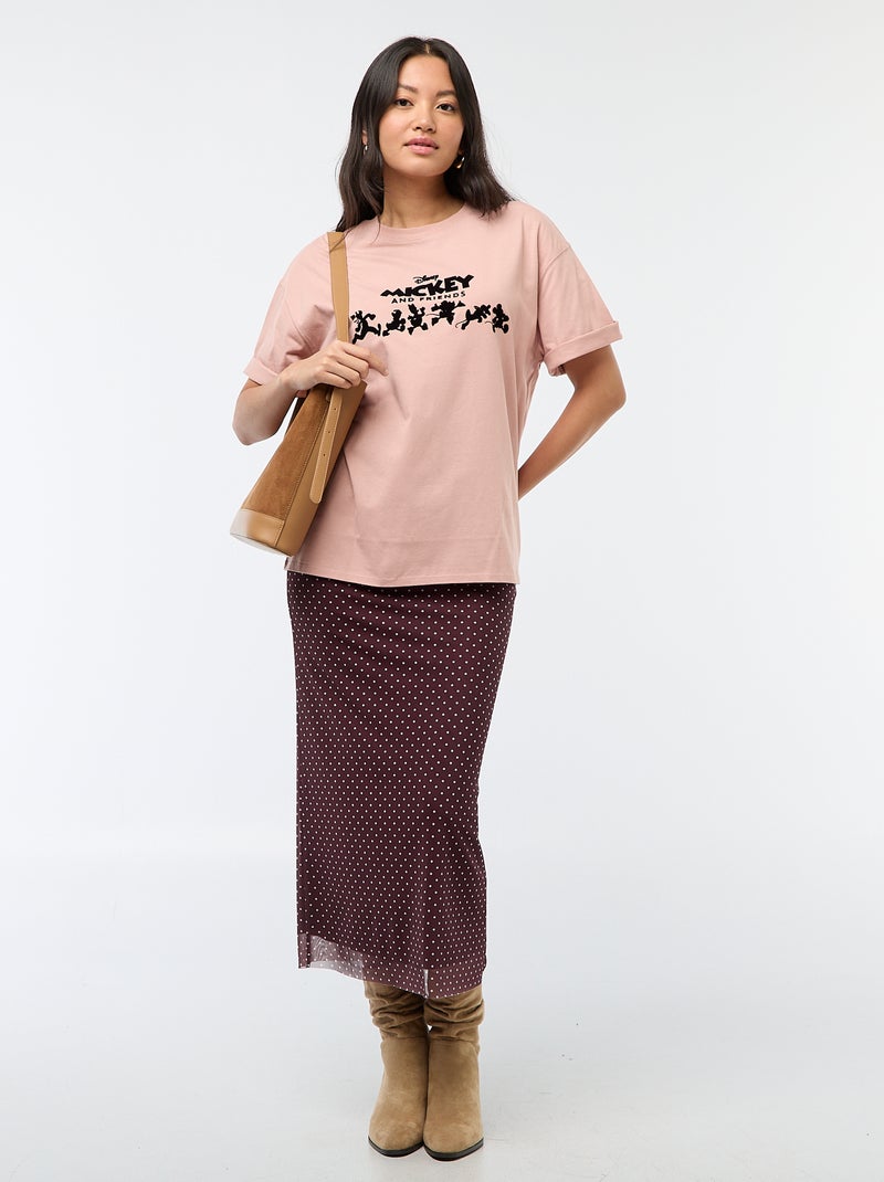 Tee-shirt oversize 'Mickey' Vieux rose - Kiabi