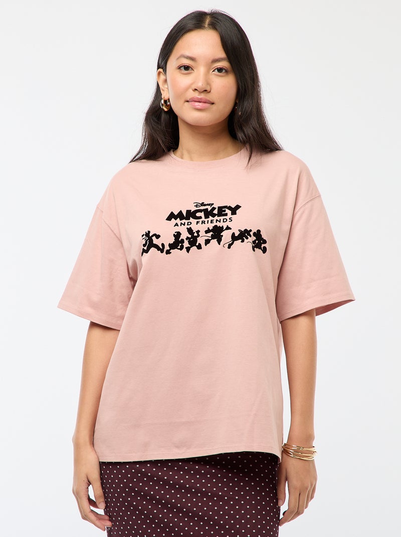 Tee-shirt oversize 'Mickey' Vieux rose - Kiabi