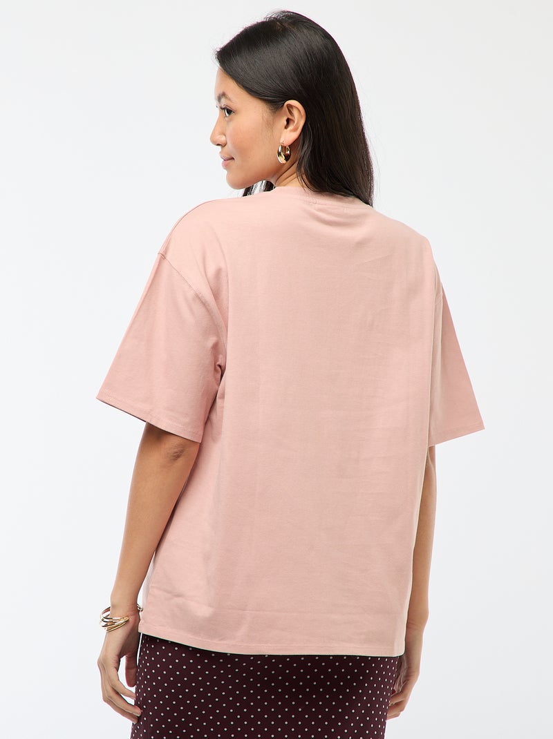 Tee-shirt oversize 'Mickey' Vieux rose - Kiabi
