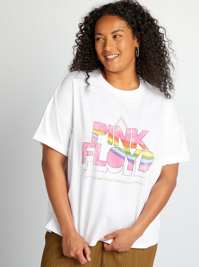 Tee-shirt oversize 'Pink Floyd' blanc - Kiabi